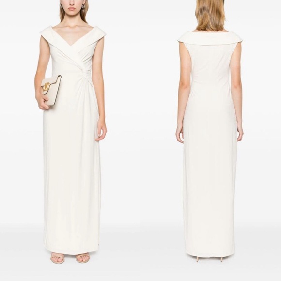 Lauren Ralph Lauren Leonidas Waist Knot Off-the-Shoulder Dress Gown NWT Size 14